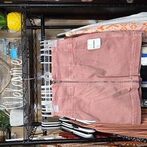 Free People Denim Mini Skirt Front Zip, Mauve/Rose, Size 26
